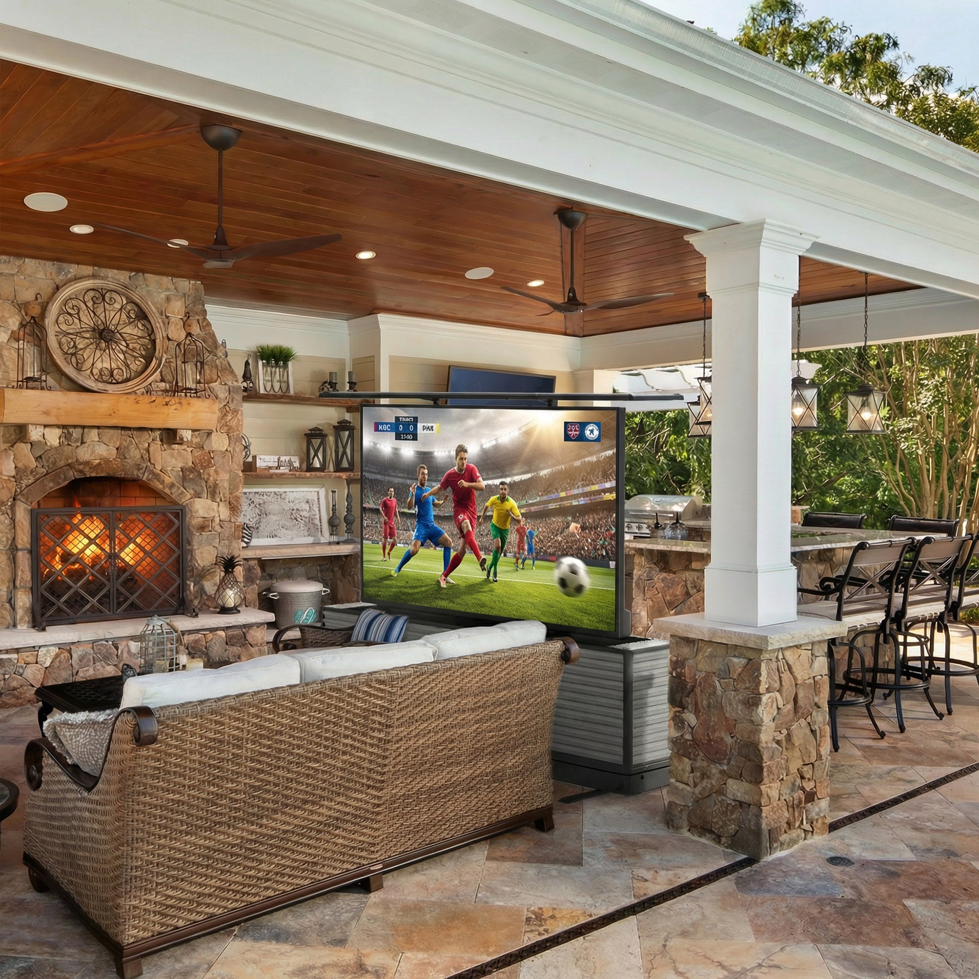 100" Split-Design Outdoor TV Lift Cabinet – Motorized Weatherproof Patio TV Cabinet (Pre-Order)