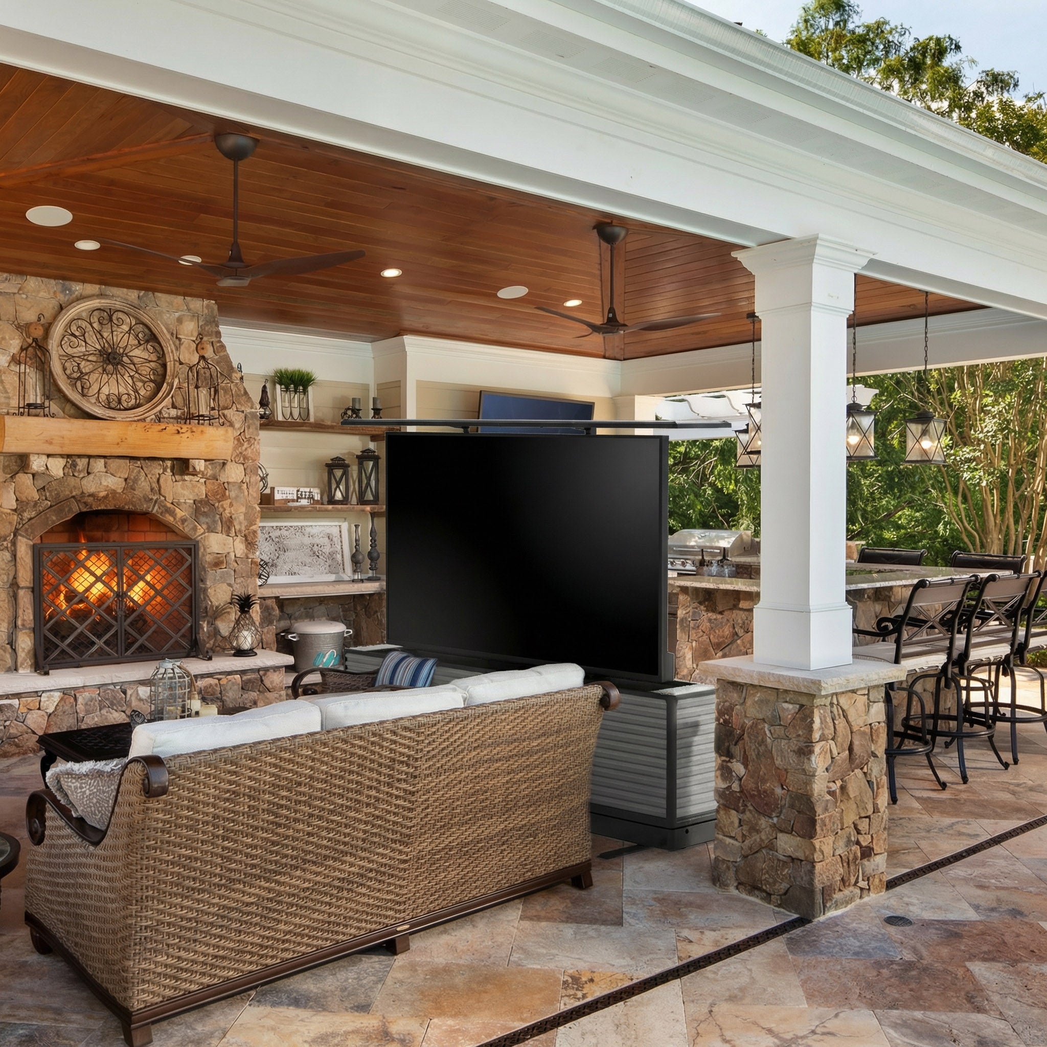 75" Split-Design Outdoor TV Lift Cabinet – Motorized Weatherproof Patio TV Cabinet (Pre-Order)