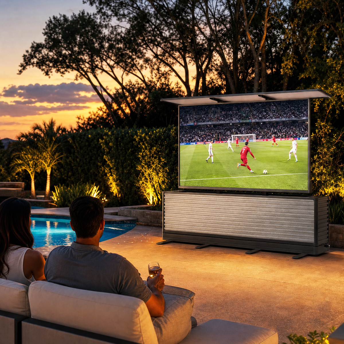 115" Dual-Motion Outdoor TV Lift Cabinet | Ultra-Large Motorized Patio TV Cabinet